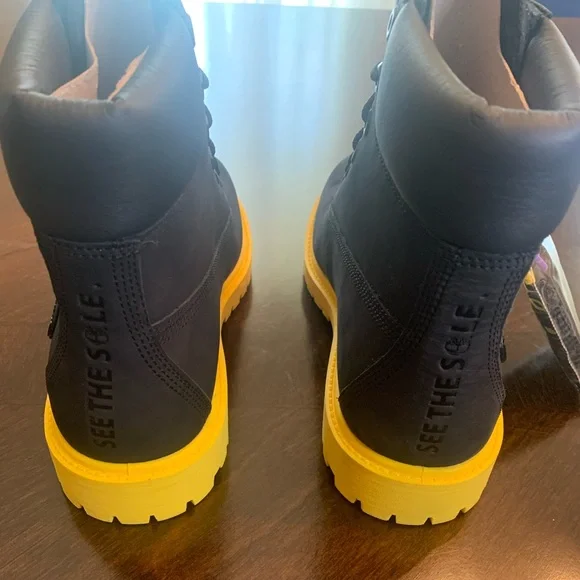 RARE‼️ NIB TIMBERLAND Heritage 6 See The Sole Waterproof Boot in Black/Yellow, 8 - Picture 7 of 9